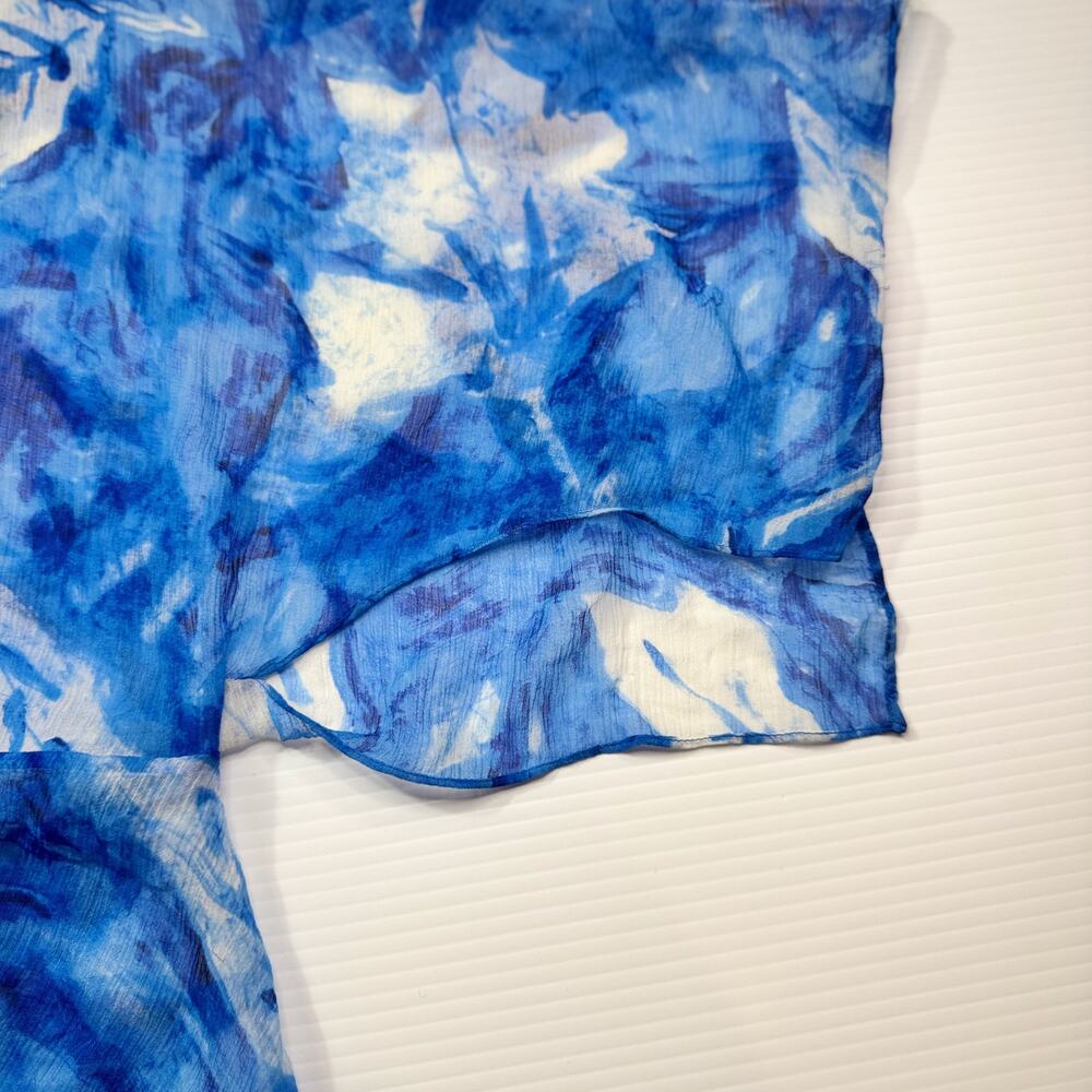 Lauren Ralph Lauren Silk Blue Floral Blouse Women's 10P Petite Coastal Cruise - Picture 11 of 16